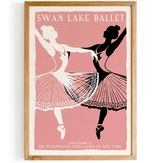 Swan Lake Ballet Retro Poster Print