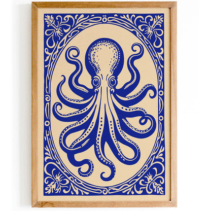 Rococo Revival Blue Octopus Wall Art