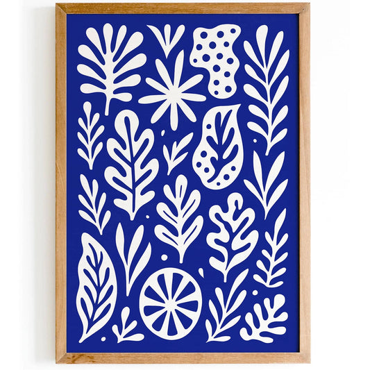 Blue Abstract Organic Shapes Art Print