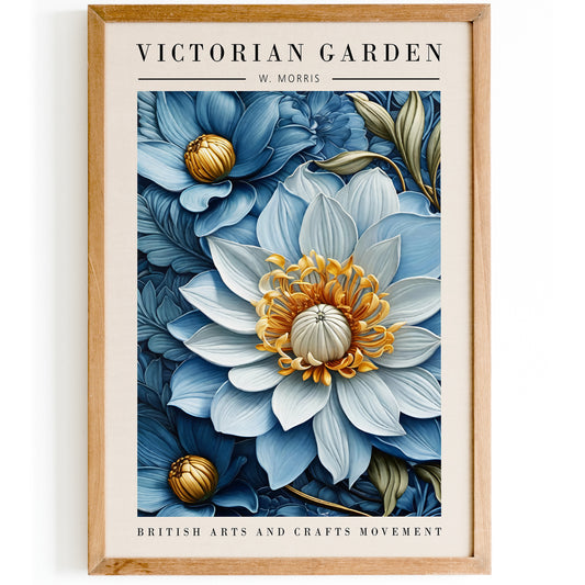 Blue Victorian Garden Morris Inspired Art Print