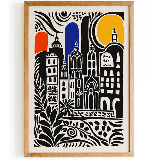 Amsterdam Retro Travel Poster