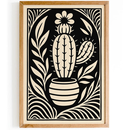 Art Deco Floral Cactus Wall Art Poster
