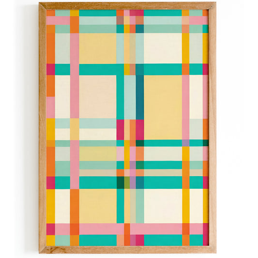 Colorful Geometric Plaid Pattern Art Print – Modern Abstract Wall Decor