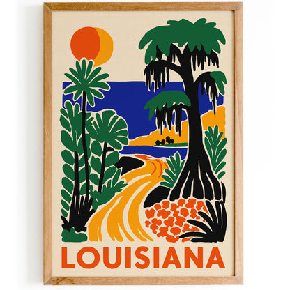 Louisiana Travel Poster - Colorful Landscape Wall Art