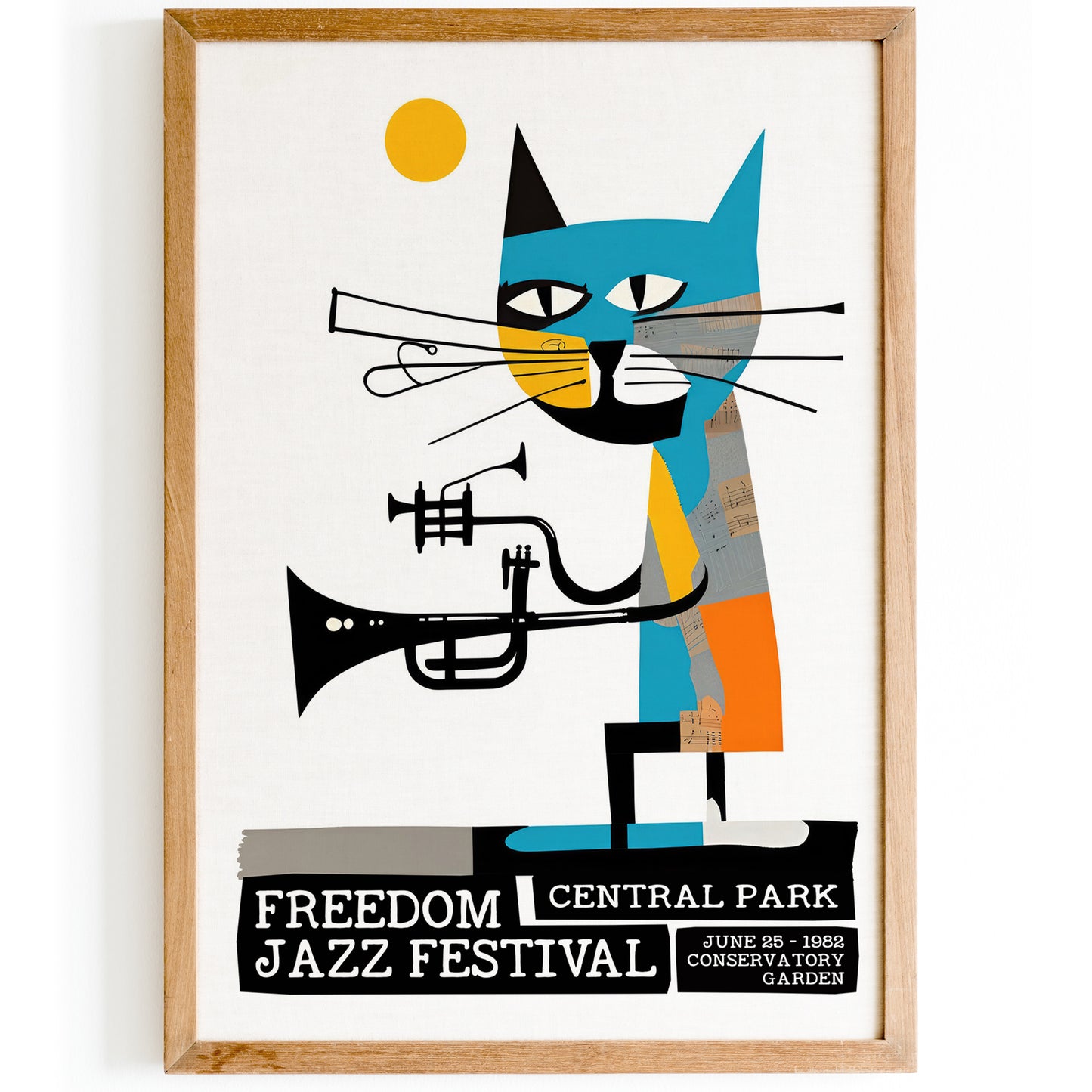 NYC Central Park Jazz Festival Cat Poster