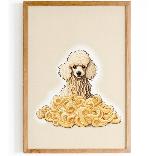 Funny Poodle Dog in Neutral Colors Art Print