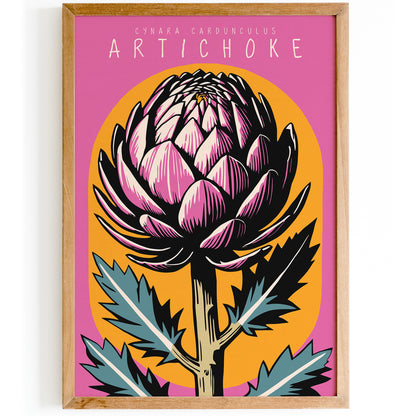 Unique Retro Artichoke Linocut Artwork