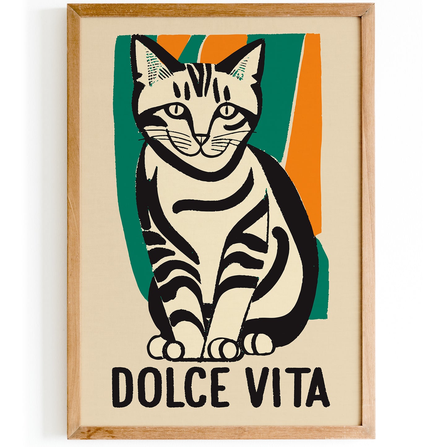 Dolce Vita Funny Cat Vintage Art Print