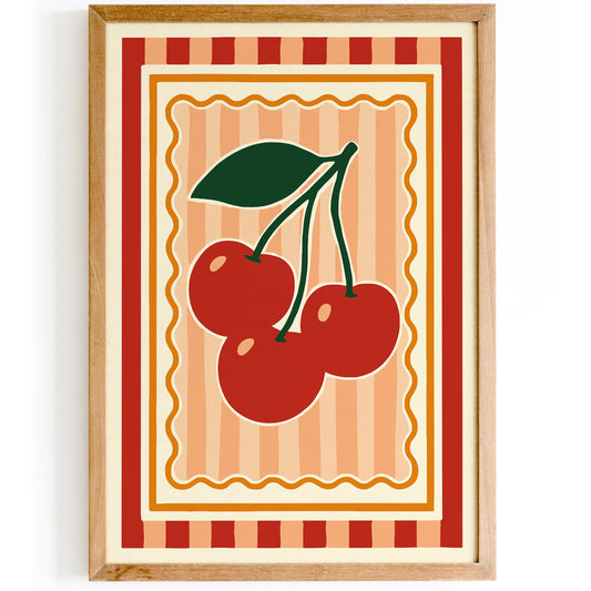 Retro Cherries Poster - Kitchen Wall Art