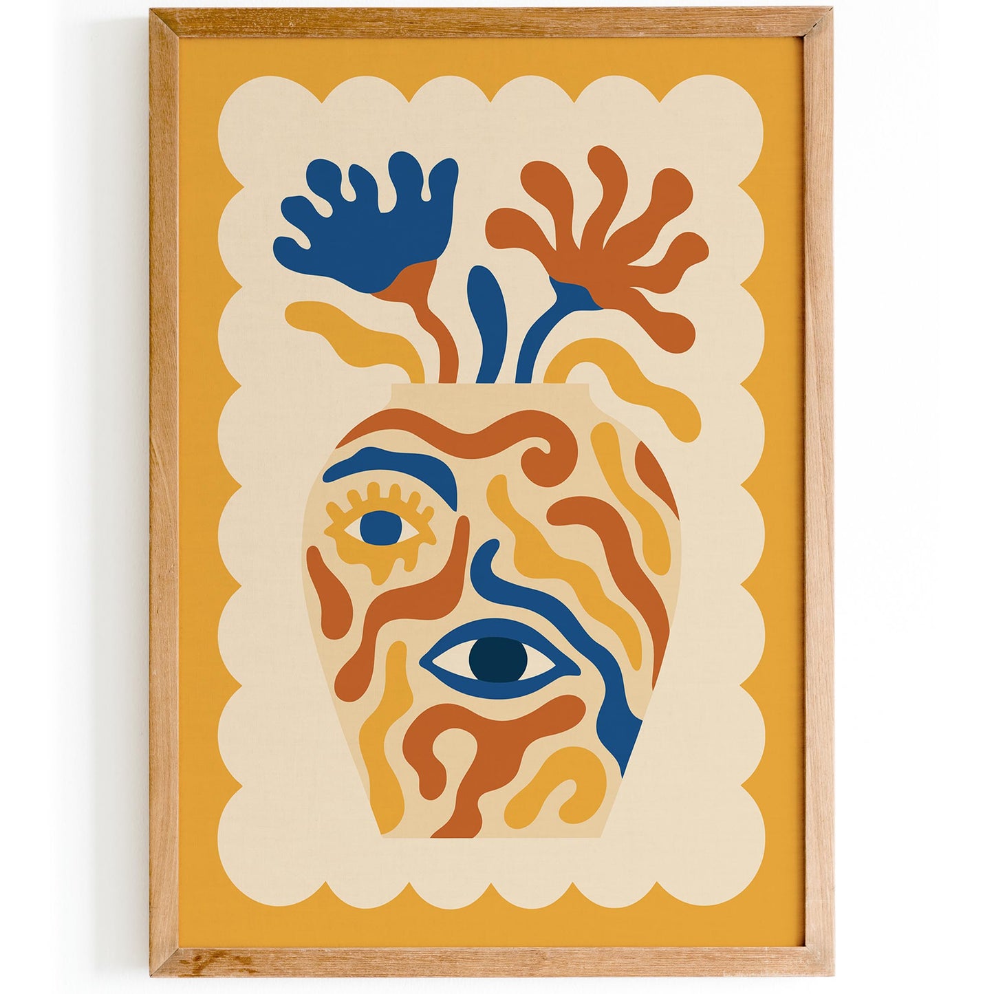Surreal Eye Vase Poster - Boho Abstract Face Wall Art
