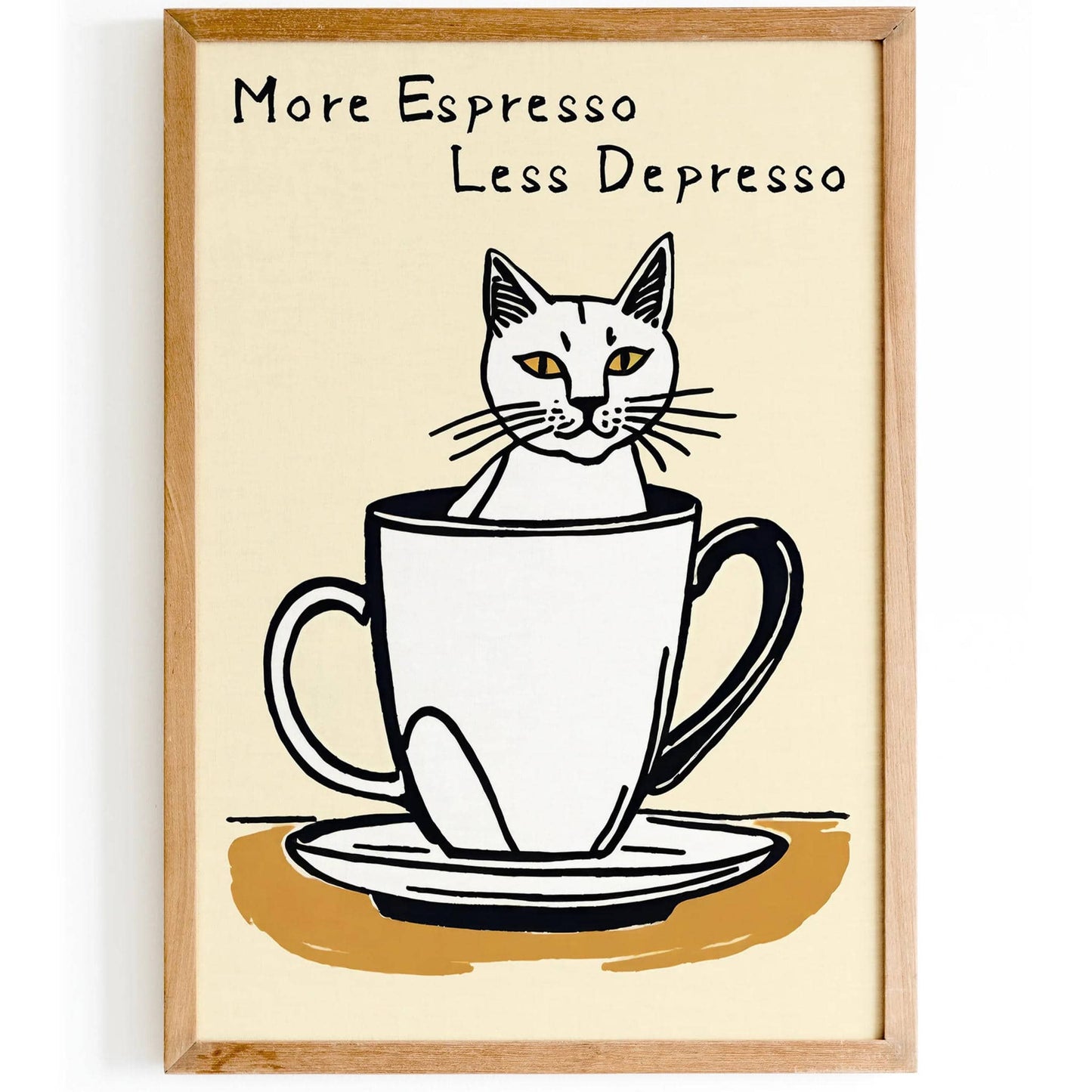 More Espresso Less Depresso Cat Art Print