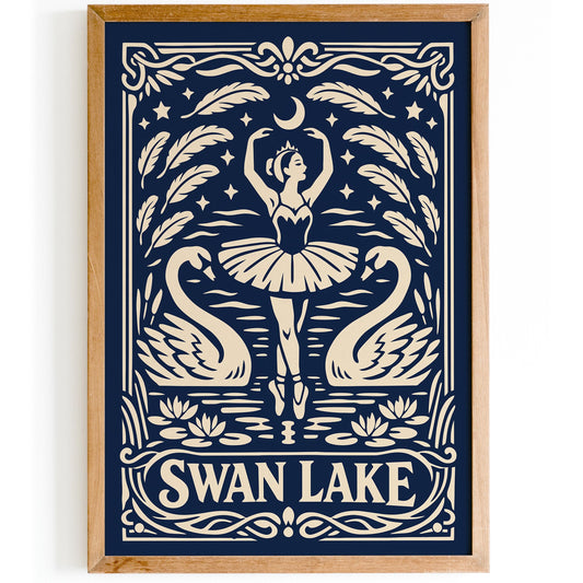 Swan Lake Classical Ballet Vintage Art Poster