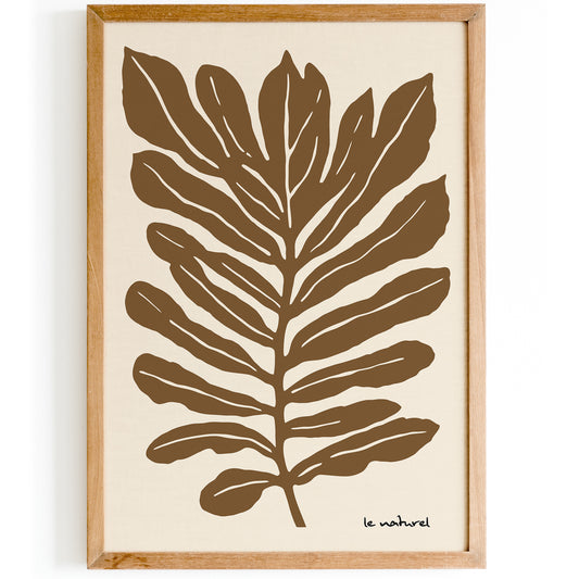 Brown Big Leaf Neutral Home Decor Art Print