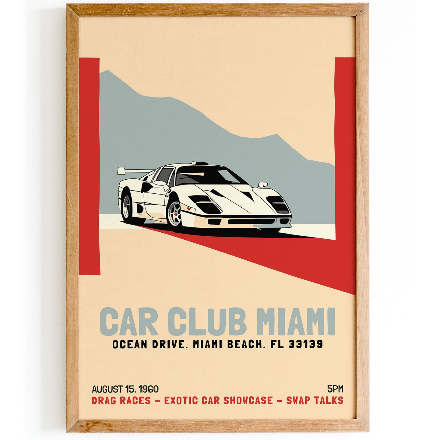 Vintage Miami Car Club Retro Poster