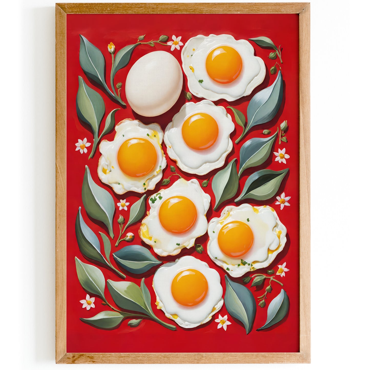 Eggs Painting Art Red Kitchen Wall Decor