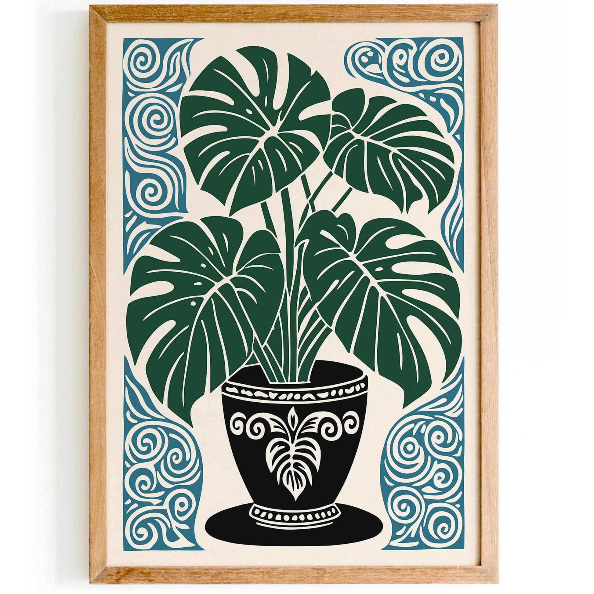 poster monstera plant Monstera Deliciosa Poster – Tropical Green Plant Wall Art 50 x 70 cm / White