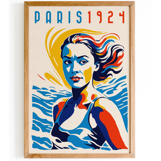 Paris 1924 Vintage Beach Wall Art Print