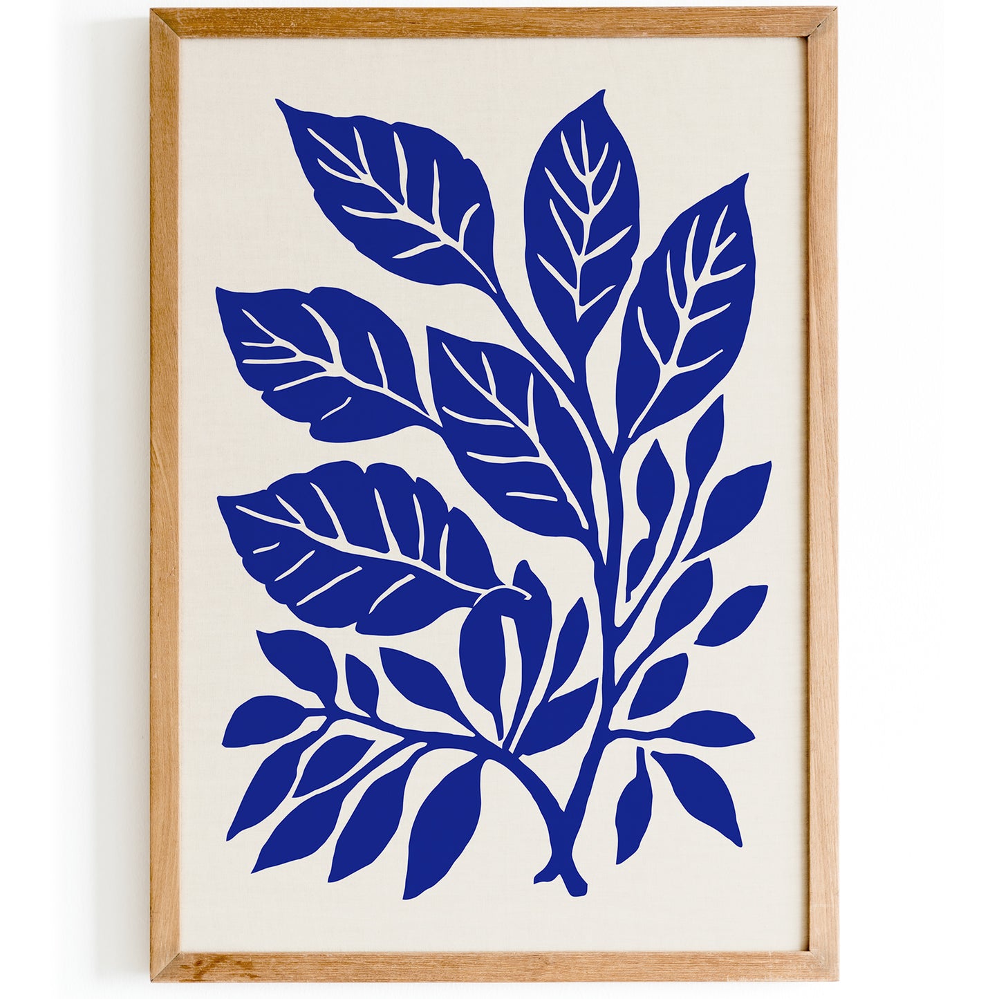 Blue Nature Leaves Bathroom Art Print