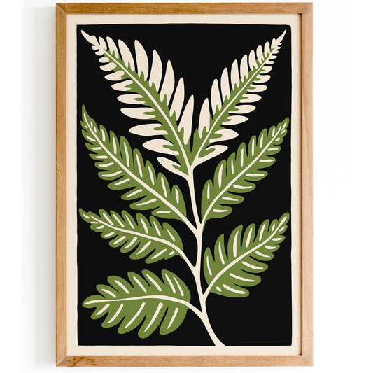 Retro Botanical Wall Art - Fern Leaf Poster