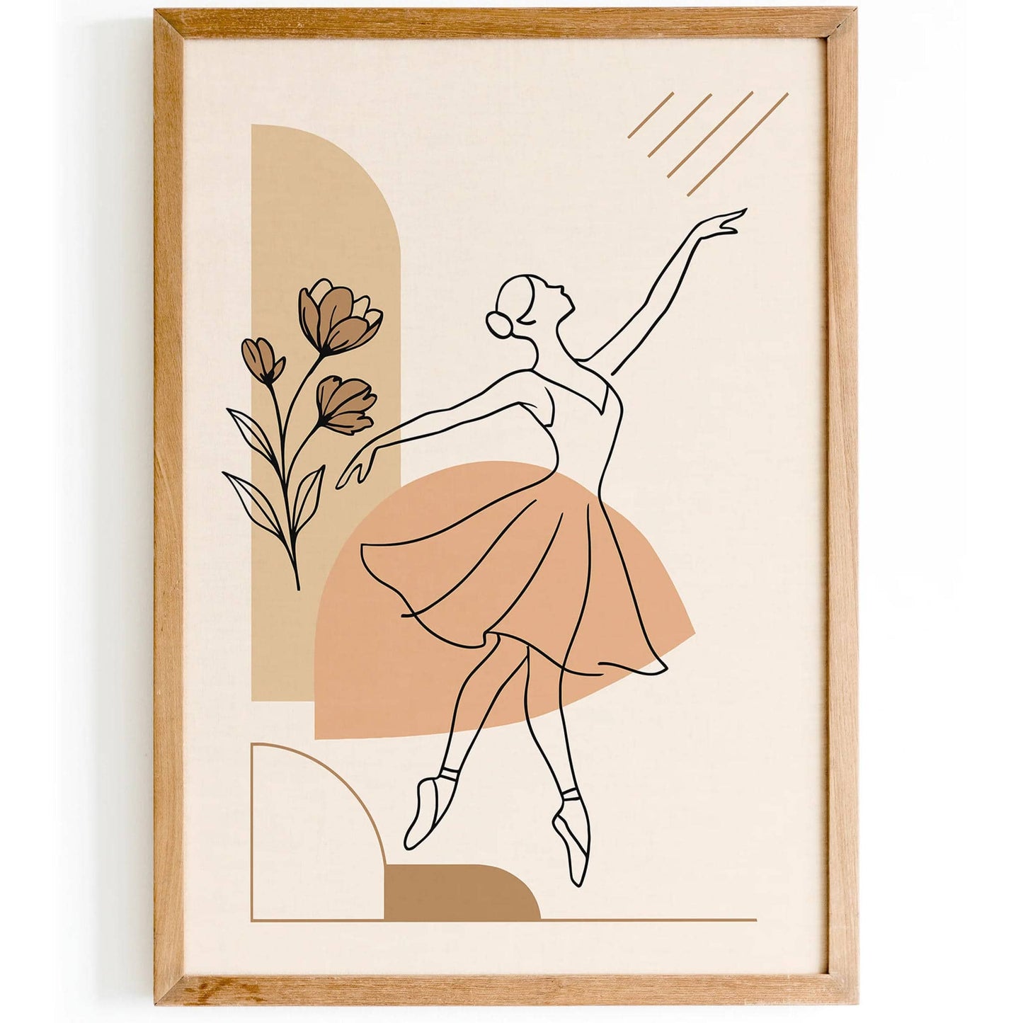Ballerina Line Art Print in Neutral Tones Poster