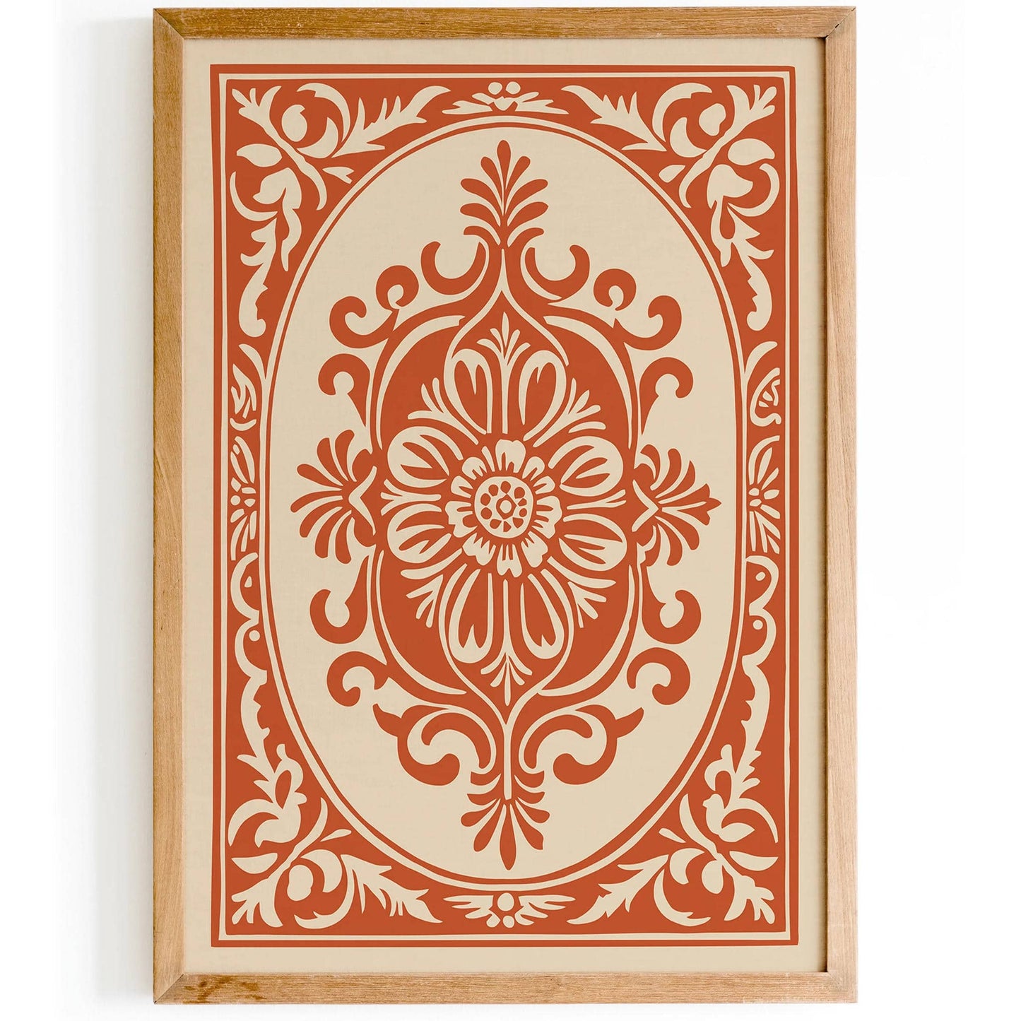 Burnt Orange Rococo Floral Ornaments Poster