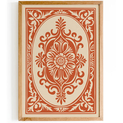 Burnt Orange Rococo Floral Ornaments Poster