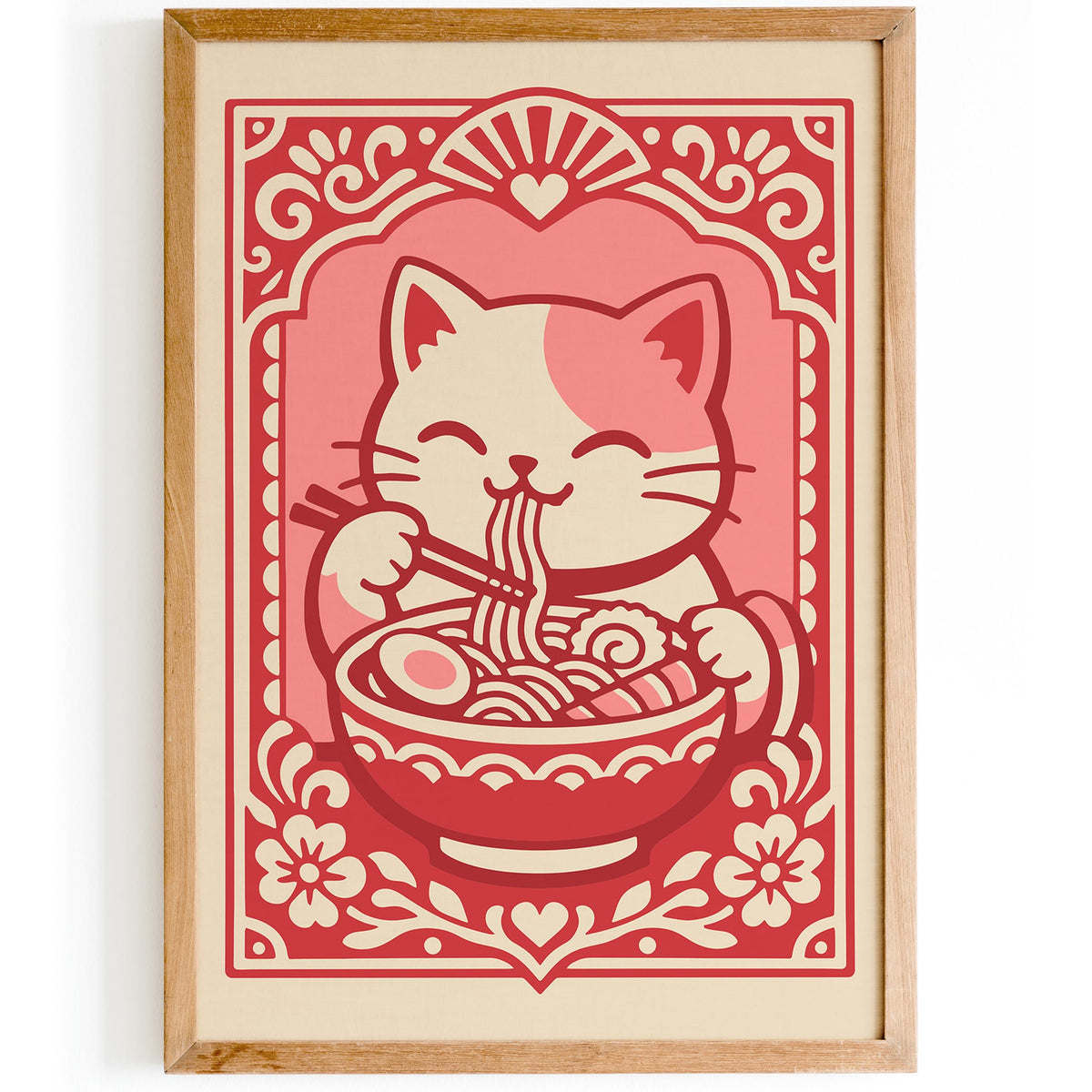 Funny Ramen Cat Poster – Asian Food Wall Art