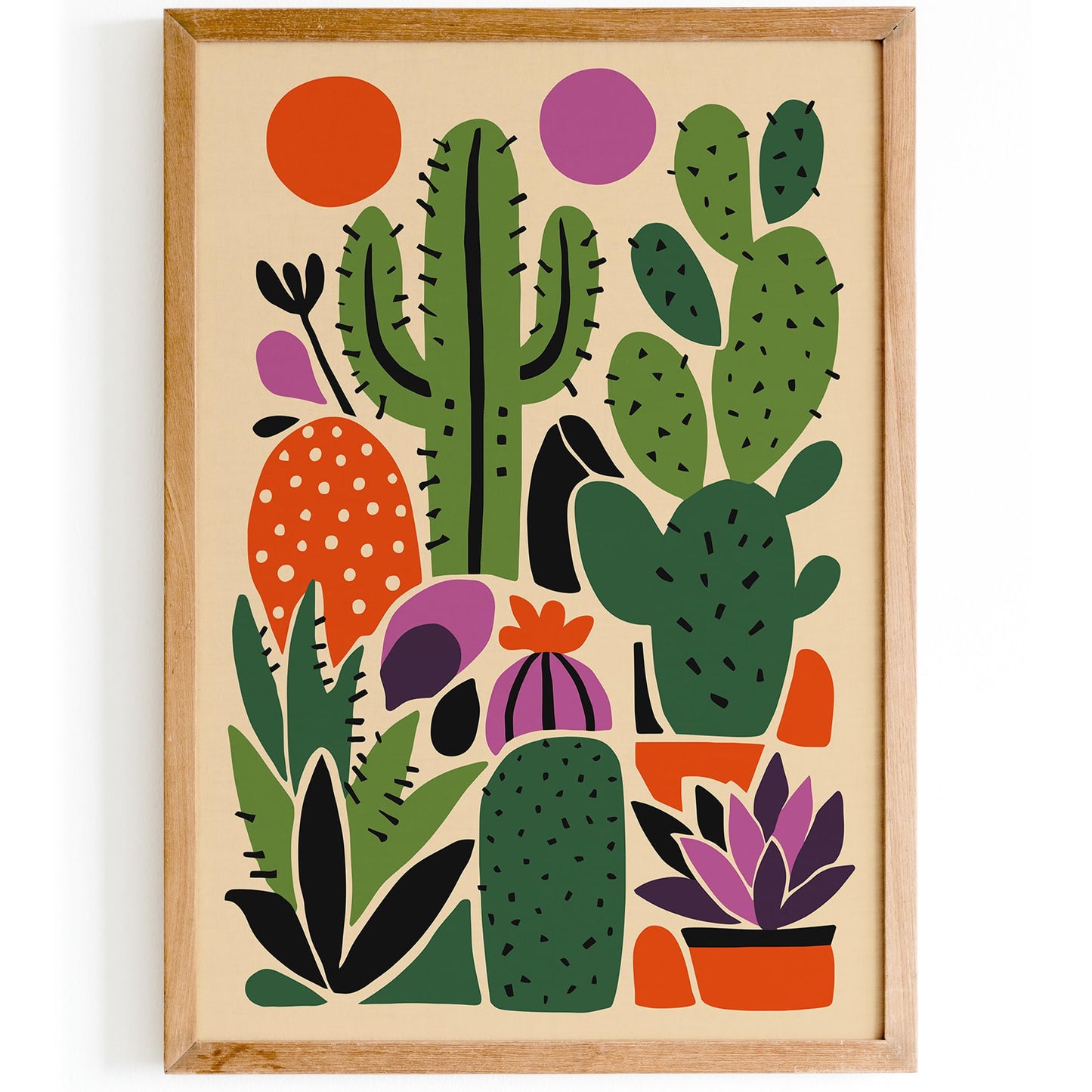 Colorful Cactus Plants Wall Art Print – Boho Desert Botanical Poster
