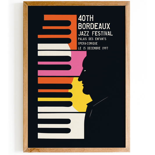 Bordeaux Jazz Festival Black Art Print