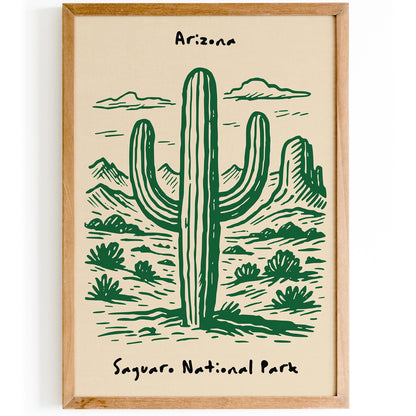 Saguaro National Park Poster - Arizona Travel Wall Art Print