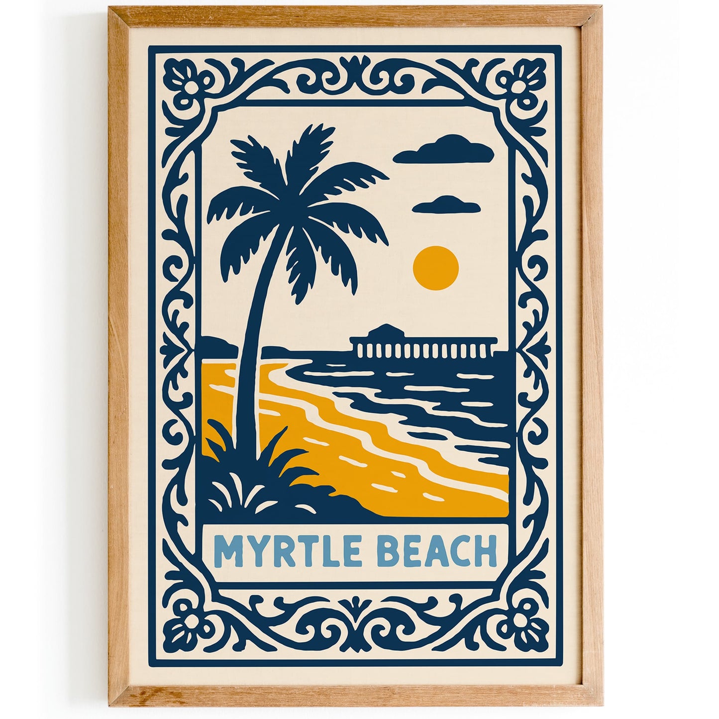 Myrtle Beach Travel Poster - Blue Landscape Art Print