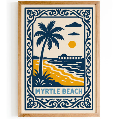 Myrtle Beach Travel Poster - Blue Landscape Art Print