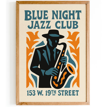 Blue Night Jazz Club Poster Print