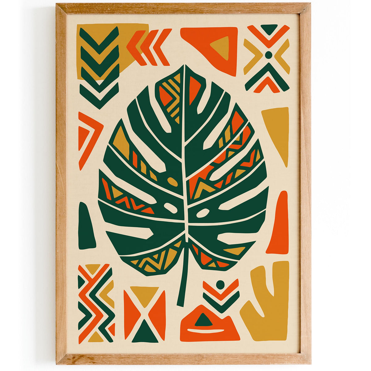 Afrohemian Monstera Leaf Art Poster