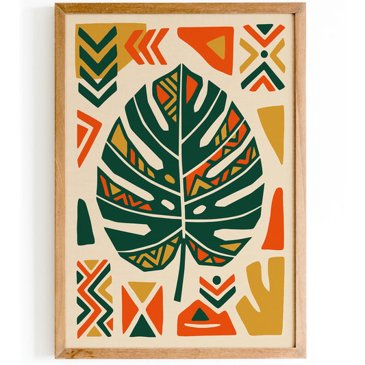 Afrohemian Monstera Leaf Art Poster