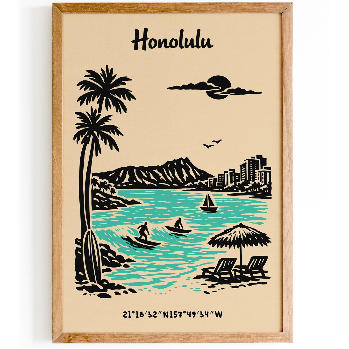 Honolulu Hawaii Poster – Tropical Landscape Wall Art
