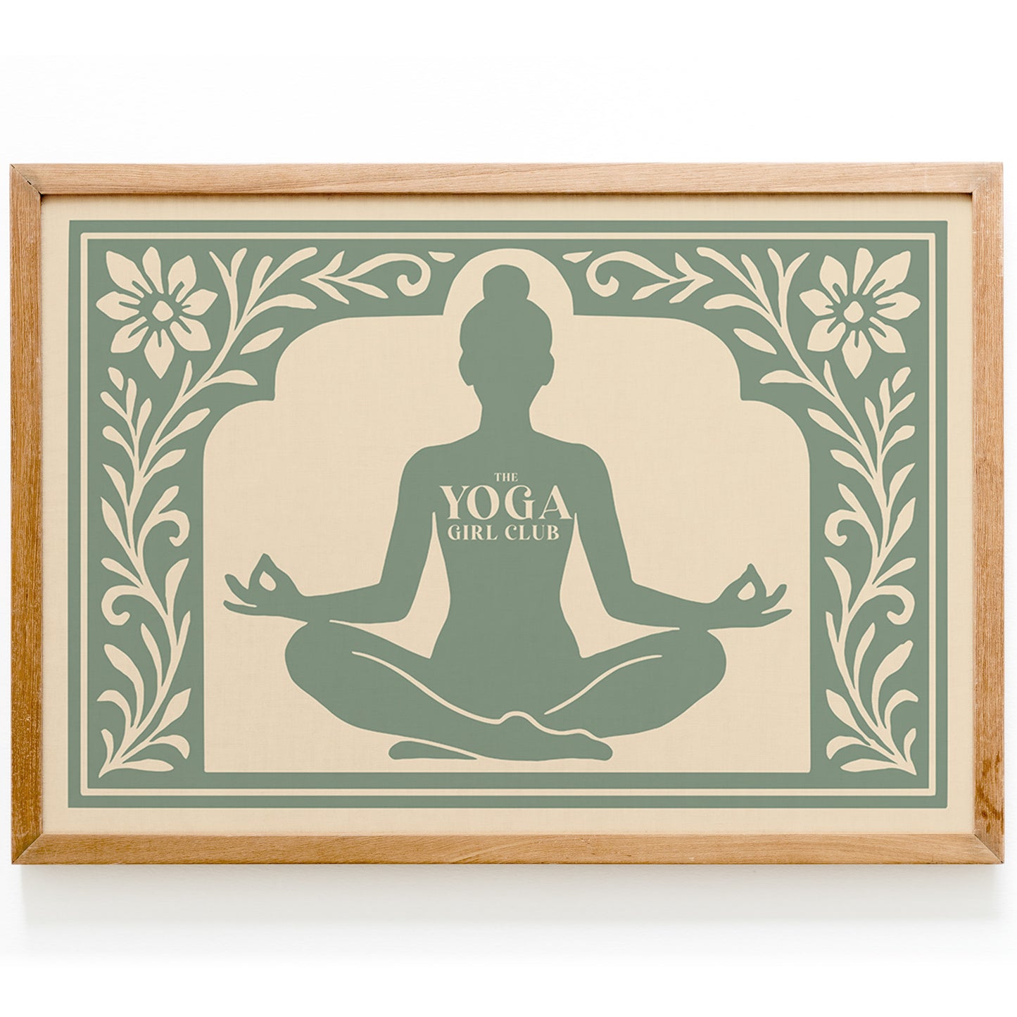 The Yoga Girl Club Poster - Sage Green Horizontal Wall Art Print