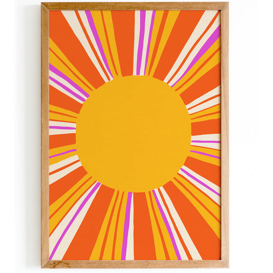 Yellow Sun Retro Modern Poster