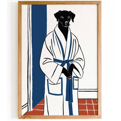 Dog in Bathrobe Poster Print