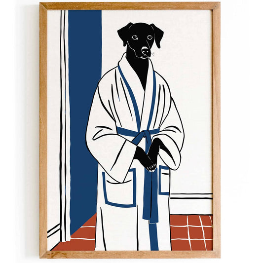 Dog in Bathrobe Poster Print