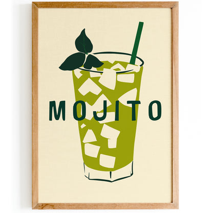 Mojito Drink Retro Green Poster