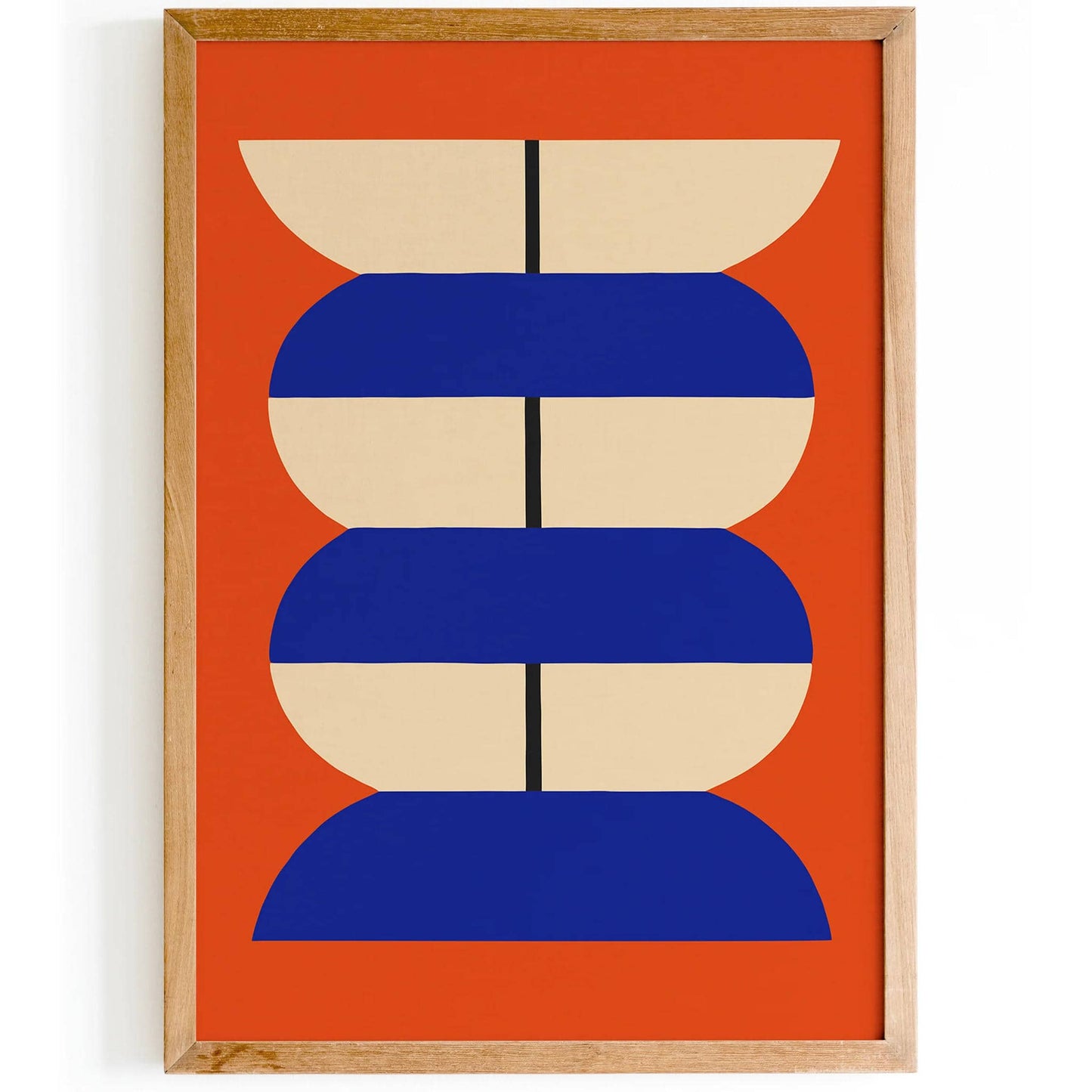 Retro Red Blue Geometric Wall Art