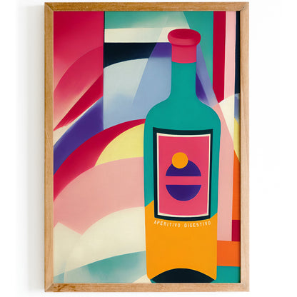 Aperetivo Digestivo Retro Colorful Wine Poster