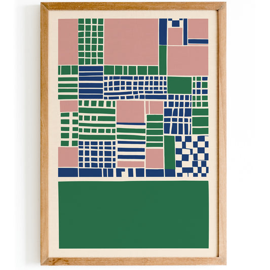 Green Mid Century Modern Geometric Poster