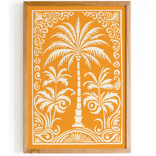 Warm Yellow Palm Tree Nature Wall Art Print