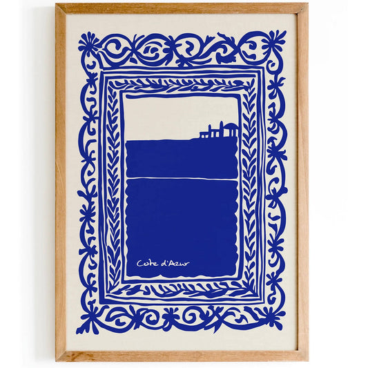 Cote d Azur Indigo Blue Travel Poster