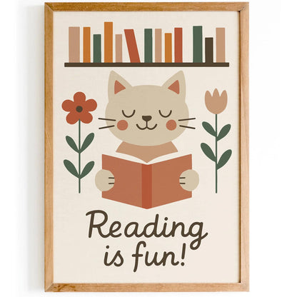 Reading is Fun! Cat Book Lover Poster