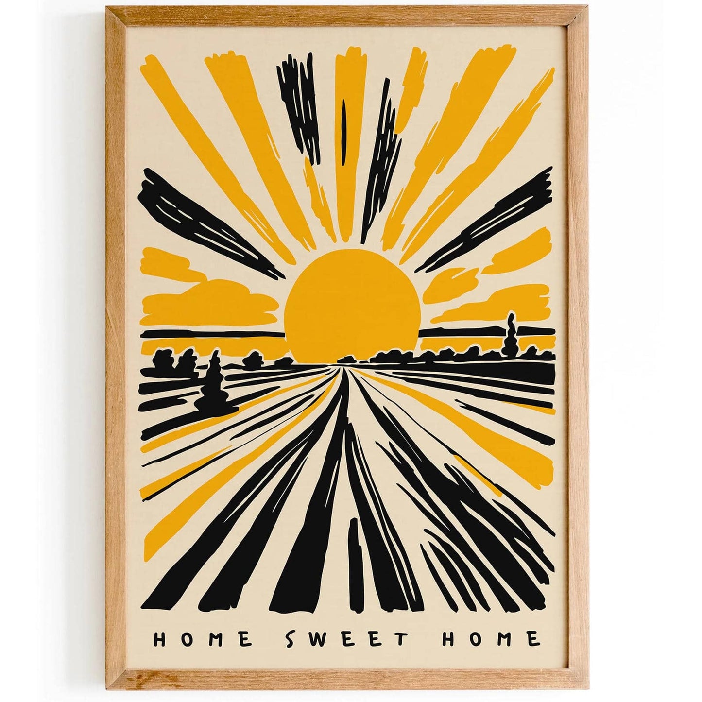 Yellow Sunset Home Sweet Home Poster