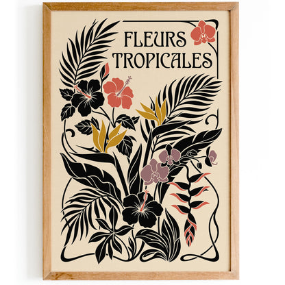 Tropical Flowers Botanical Poster