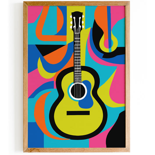 Modern Guitar Colorful Poster